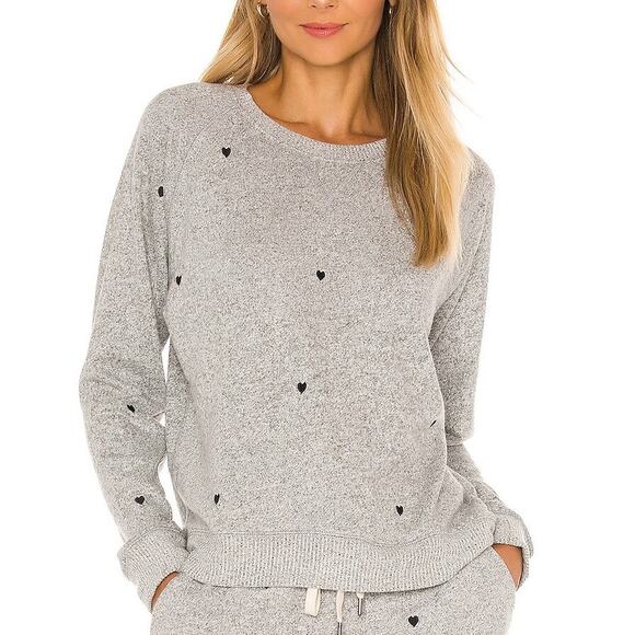 Rails Callahan Sweatshirt in Melange Grey Black Hearts Size M - Picture 1 of 7